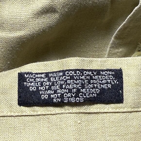 Jos A Bank Linen Shirt Mens Medium  Travelers Collection Button Up tan 100% - Picture 6 of 6